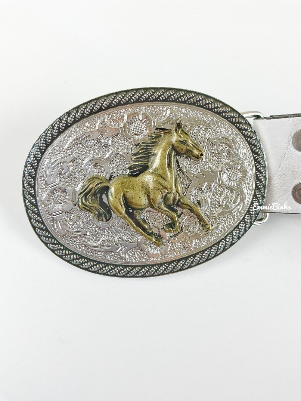 New Western Vintage Style Horse Interchangeable Belt Buckle & Leather Belt - Picture 11 of 14